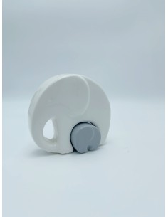 Statua Elefante e elefantino portafortuna, ceramica bianca e grigia 12 cm | Petite Fantasie -PETITE FANTASIE