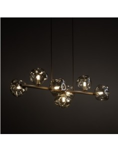 Lampada a sospensione Lava a 7 luci in metallo sabbia con sfere cognac, G9 | TK Lighting -TK LIGHTING