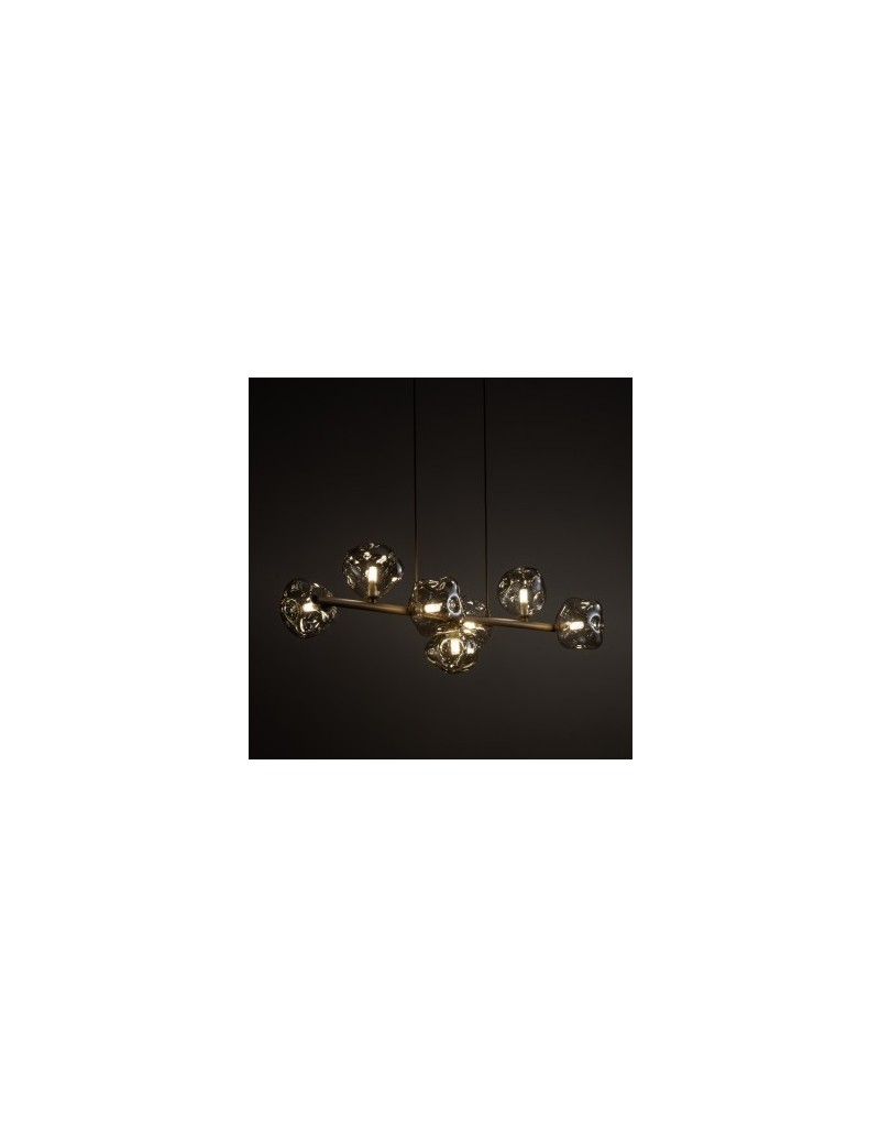 Lampada a sospensione Lava a 7 luci in metallo sabbia con sfere cognac, G9 | TK Lighting -TK LIGHTING