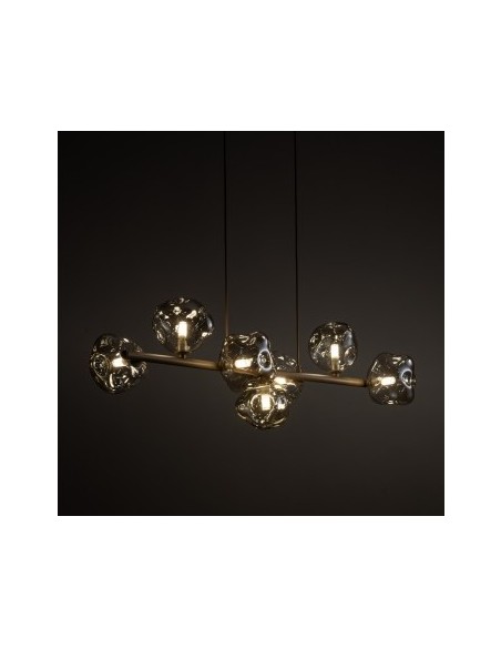 Lampada a sospensione Lava a 7 luci in metallo sabbia con sfere cognac, G9 | TK Lighting -TK LIGHTING