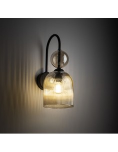 Applique Sophia in metallo nero con diffusore in vetro ambra, E14, H 33,5 cm | TK Lighting -TK LIGHTING