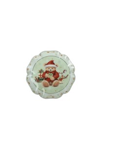 Coccole piatto da portata natalizio in porcellana Ø 30 cm con orsetto | Brandani -BRANDANI