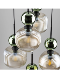 Lampadario a sospensione Sophia in vetro rigato con sfera verde, 5 x E14 | TK Lighting -TK LIGHTING 2
