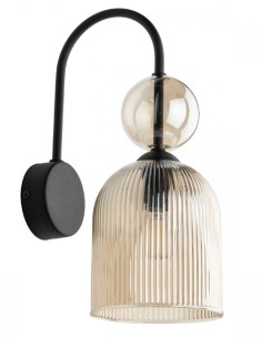 Applique Sophia in metallo nero con diffusore in vetro ambra, E14, H 33,5 cm | TK Lighting -TK LIGHTING 2