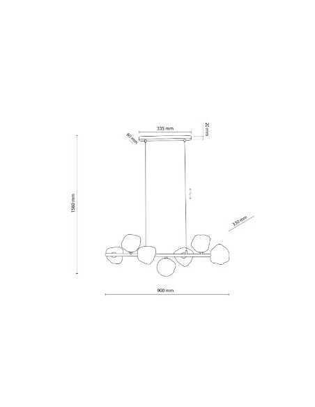 Lampada a sospensione Lava a 7 luci in metallo sabbia con sfere cognac, G9 | TK Lighting -TK LIGHTING