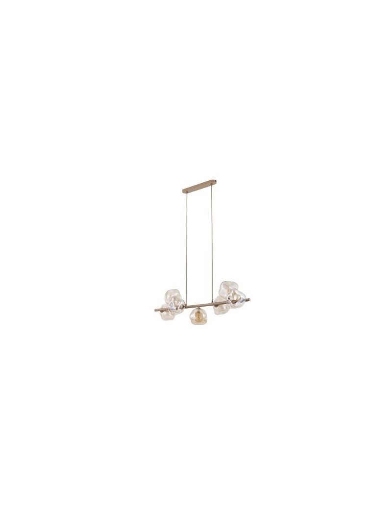 Lampada a sospensione Lava a 7 luci in metallo sabbia con sfere cognac, G9 | TK Lighting -TK LIGHTING