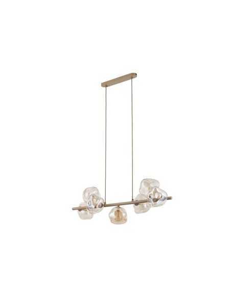 Lampada a sospensione Lava a 7 luci in metallo sabbia con sfere cognac, G9 | TK Lighting -TK LIGHTING