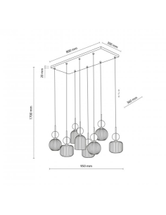 Lampada a sospensione Sophia lineare con pendenti in vetro ambra, 8 luci | TK Lighting -TK LIGHTING 2