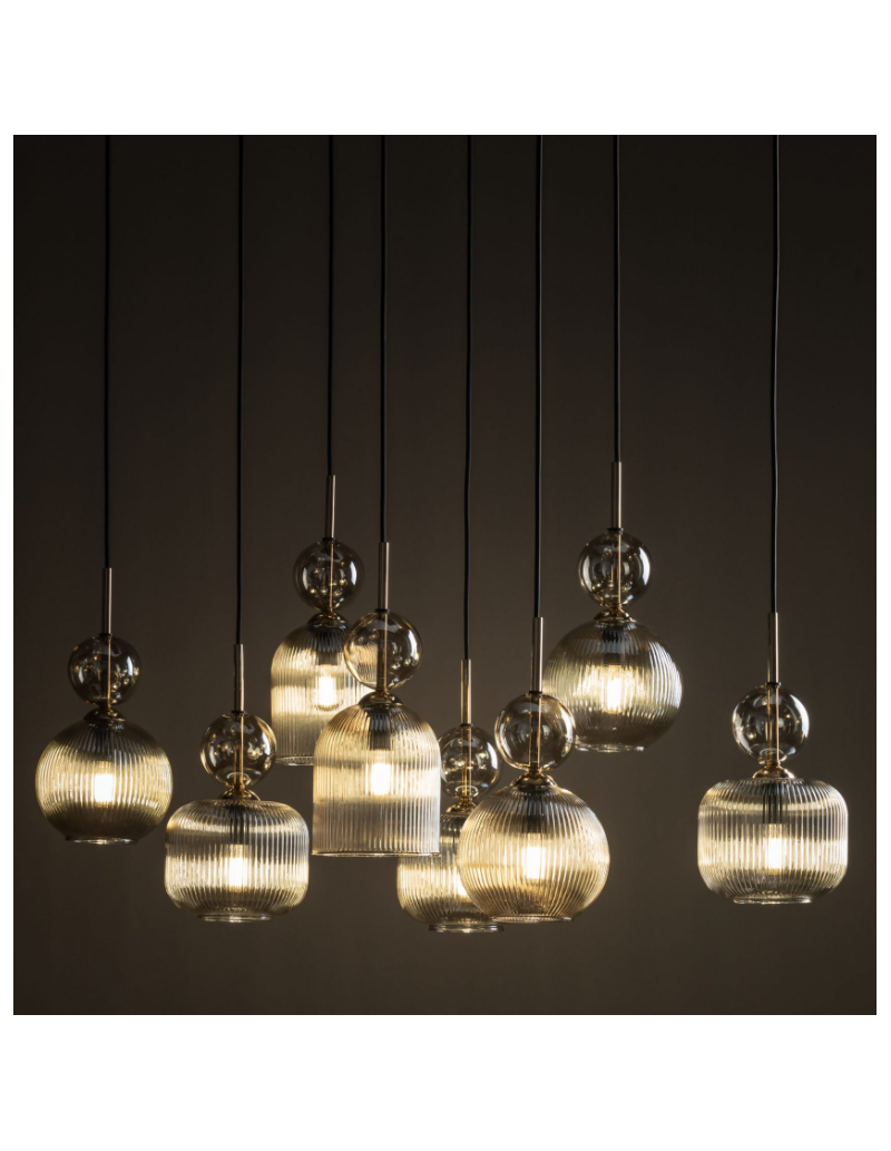 Lampada a sospensione Sophia lineare con pendenti in vetro ambra, 8 luci | TK Lighting -TK LIGHTING