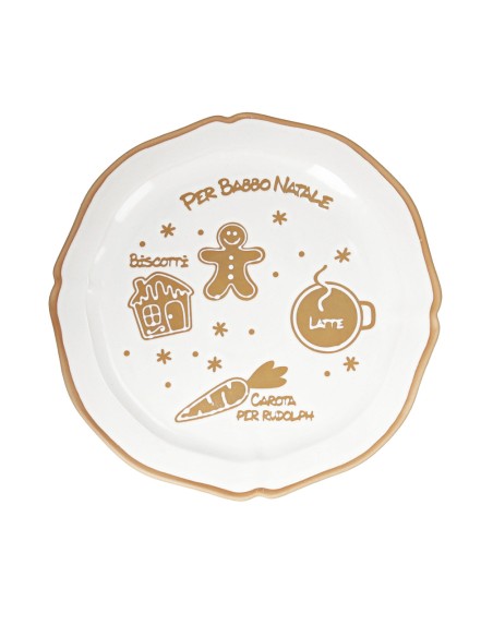 Pandizenzero piatto natalizio Babbo Natale in stoneware Ø 33 cm | Brandani -BRANDANI