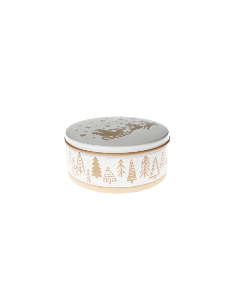 Scatola Pandizenzero in stoneware con slitta di Babbo Natale Ø 20 cm | Brandani -BRANDANI