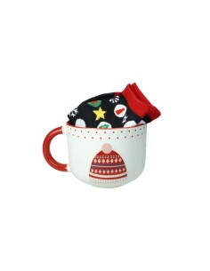 Tazza colazione Cappellino in new bone china con calzini in cotone | Brandani -BRANDANI
