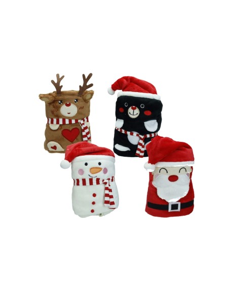 Plaid Caldo Natale 90x60 in morbido poliestere, soggetti assortiti | Brandani -BRANDANI