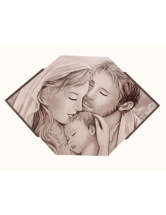 Capoletto Sacra Famiglia esagono su tavolozza con cornice fango, 86x50 cm | Artidea -ARTIDEA