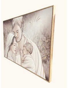 Quadro Sacra Famiglia su tela 60x90 cm con cornice foglia oro, capoletto | Artidea -ARTIDEA 2