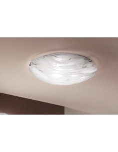 Plafoniera Storm tonda in vetro effetto marmo bianco e tortora, Ø 30 cm a 1 luce E27 | Due P -DUE P