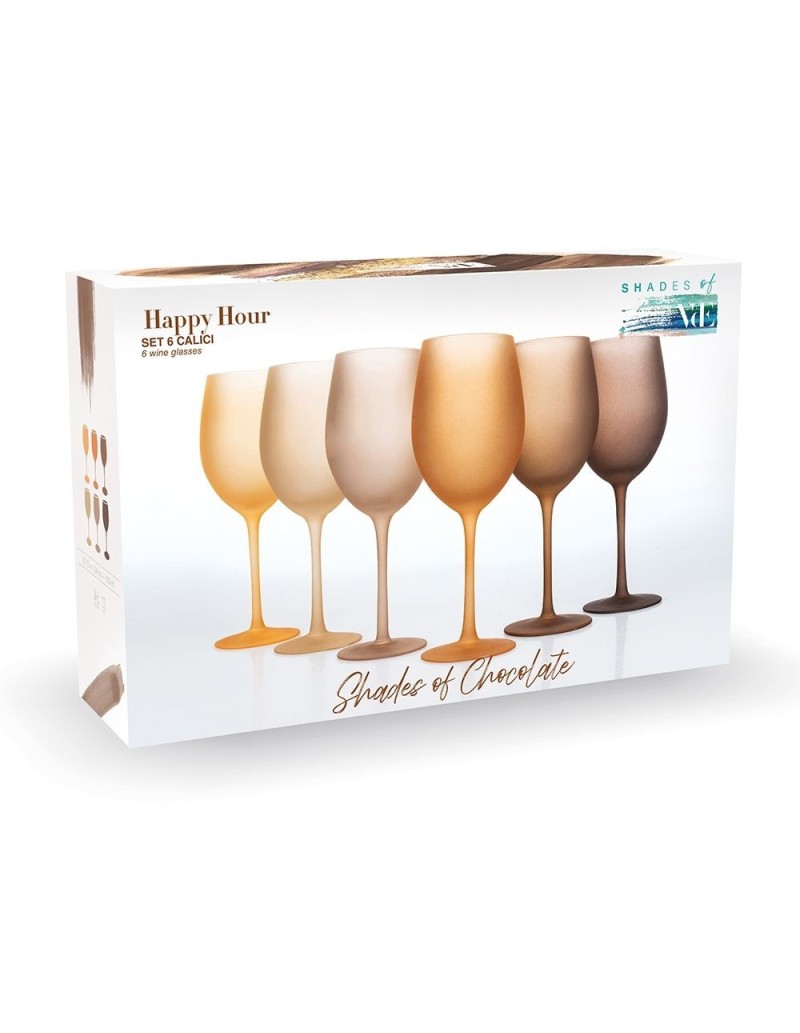 Set 6 calici vino frosted effetto ghiaccio Happy Hour Chocolate | Villa d'Este -VILLA D' ESTE