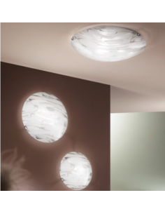 Plafoniera Storm tonda in vetro effetto marmo bianco e tortora, Ø 30 cm a 1 luce E27 | Due P -DUE P 2