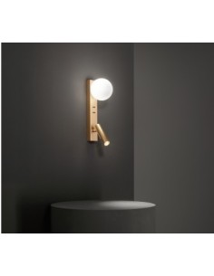 Applique Fog oro spazzolato con sfera in vetro bianco, faretto LED e USB, G9 | Perenz -PERENZ