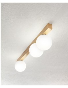 Applique plafoniera Snooky 3 sfere in vetro bianco su oro opaco 60 cm, G9, IP40 | Perenz -PERENZ