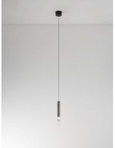 Sospensione LED Poule a calata Ø 4 in vetro fumé specchiato e grigio titanio, 8 W | Perenz -PERENZ