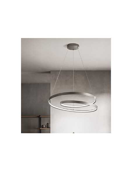Sospensione LED Ø 60 in grigio spazzolato, 55 W dimmerabile CCT 3000-6000K | Perenz -PERENZ