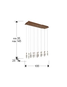 Lampadario LED Lágrimas 12 gocce in vetro craquelé, oro rosato, CCT dimmerabile | Schuller -SCHULLER 2