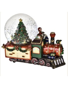 Carillon natalizio locomotiva con sfera in vetro, in resina, 25x12 cm H 18 | Brandani -BRANDANI