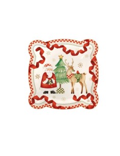 Racconti vassoio quadrato natalizio in porcellana 25x25 cm | Brandani -BRANDANI