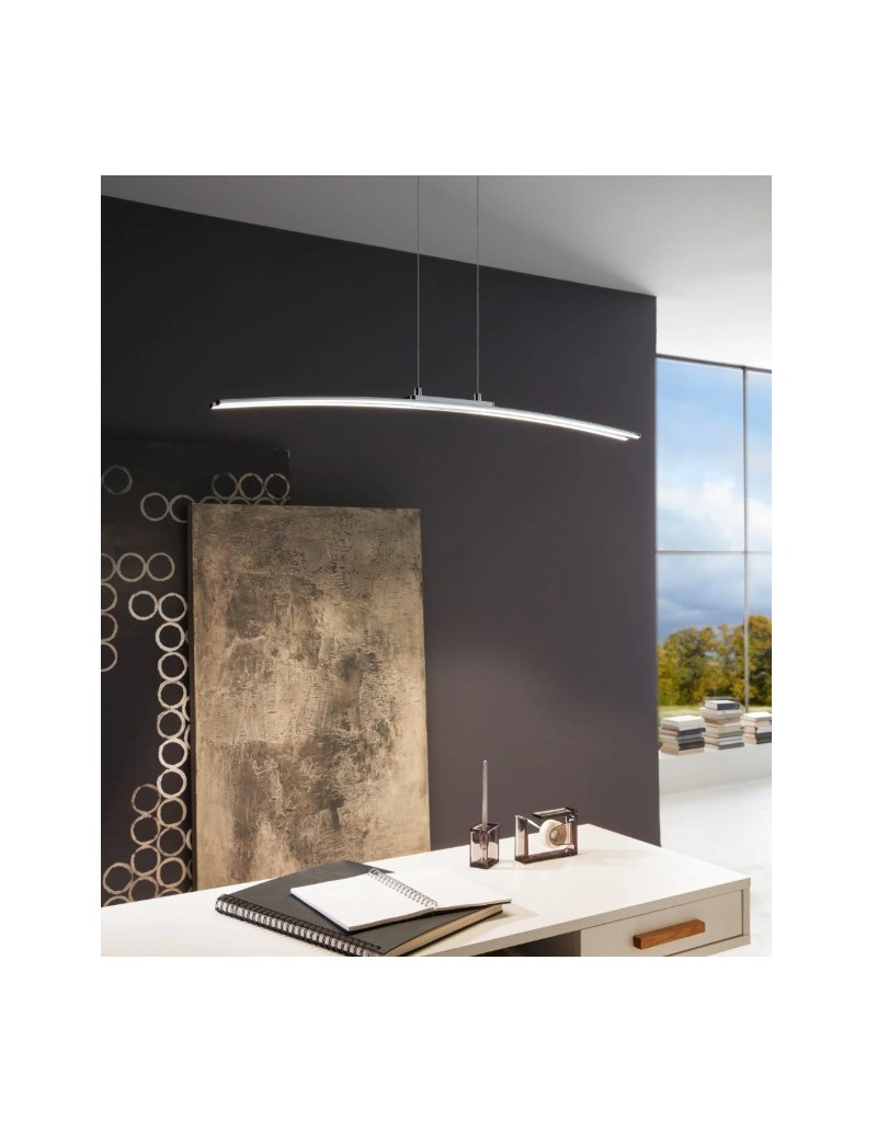 Lampada a sospensione LED Lasana lineare 90 cm in metallo cromo, luce calda | Eglo -EGLO