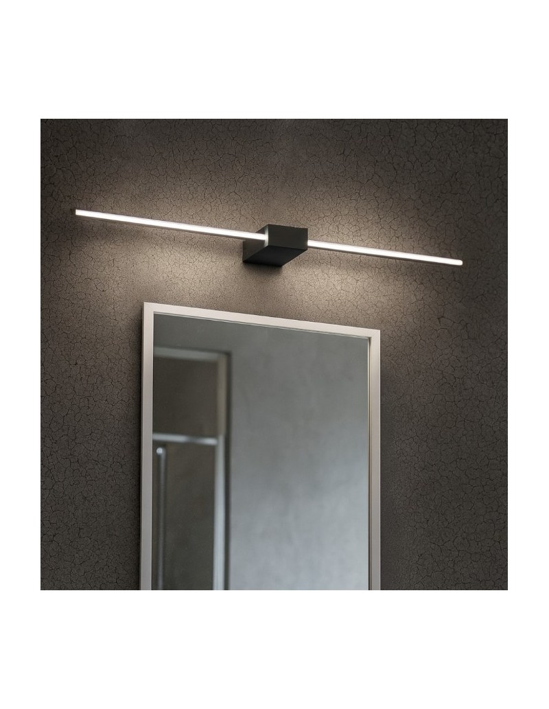 Applique LED Theo 75 cm minimal in alluminio nero, 13,5 W, per specchi e bagni | Ideal Lux -IDEAL LUX