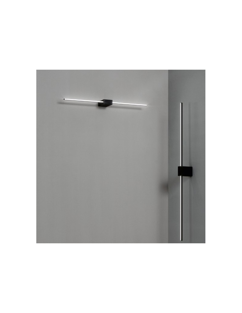 Applique LED Theo 75 cm minimal in alluminio nero, 13,5 W, per specchi e bagni | Ideal Lux -IDEAL LUX