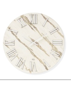 Orologio da parete Cristel Ø 80 cm in legno e parato beige chiaro, numeri e lancette argento | Abitarte -ABITARTE