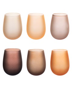 Happy Hour set 6 bicchieri acqua in vetro frosted color cioccolato, 600 ml | Villa d'Este -VILLA D' ESTE