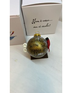 Palla di Natale napoletana oro con corno rosso e aglio | A Ciort -A CIORT