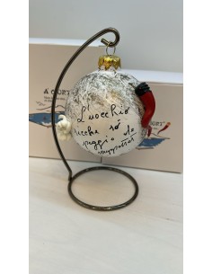Palla di Natale napoletana bianca con corno rosso e aglio con arco di appoggio | A Ciort -A CIORT