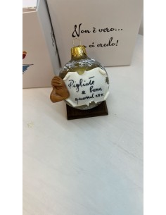 Palla di Natale oro con maschera di Pulcinella in ceramica dipinta a mano 7 cm | A Ciort -A CIORT