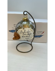 Palla di Natale napoletana oro con maschera di Pulcinella con arco di appoggio | A Ciort -A CIORT
