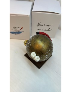 Palla di Natale napoletana oro con corno rosso e aglio | A Ciort -A CIORT