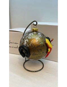 Palla di Natale napoletana oro con ferro di cavallo e asso, con arco | A Ciort -A CIORT