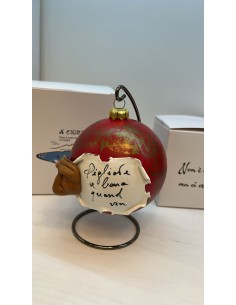 Palla di Natale napoletana rossa con maschera di Pulcinella con arco di appoggio | A Ciort -A CIORT