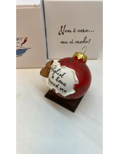 Palla di Natale napoletana rossa con maschera di Pulcinella | A Ciort