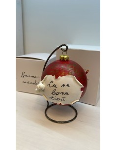 Palla di Natale napoletana rossa con aglio con arco di appoggio | A Ciort -A CIORT