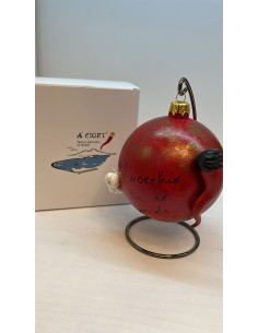 Palla di Natale napoletana rossa con corno rosso e aglio con arco di appoggio | A Ciort -A CIORT