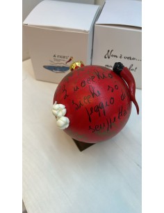 Palla di Natale napoletana rossa con corno rosso e aglio | A Ciort -A CIORT
