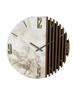 Orologio da parete Diade Ø 60 cm in legno e resina lucida effetto marmo, angolo cannettato | Artidea -ARTIDEA