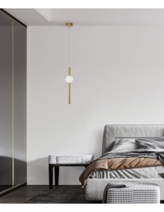 Lampada a sospensione LED Neutrone in alluminio dorato e acrilico, 10 W 3000K | Nova Luce -NOVA LUCE