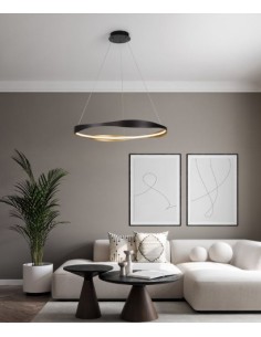 Lampada a sospensione LED Dobi tonda 80 cm nero sabbia e oro, dimmerabile | Nova Luce -NOVA LUCE