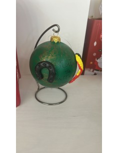 Palla di Natale napoletana verde con ferro di cavallo e asso, con arco | A Ciort -A CIORT