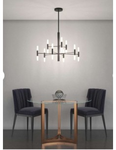 Lampadario Space Ø 80 cm 18 luci in metallo nero e acrilico satinato, G9 | Top Light -TOP LIGHT